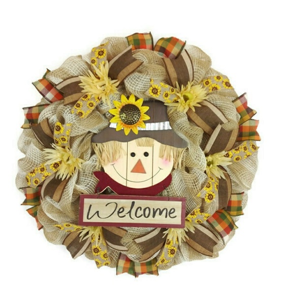Handmade Other - 🍁Fall Scarecrow Welcome Wreath🍁